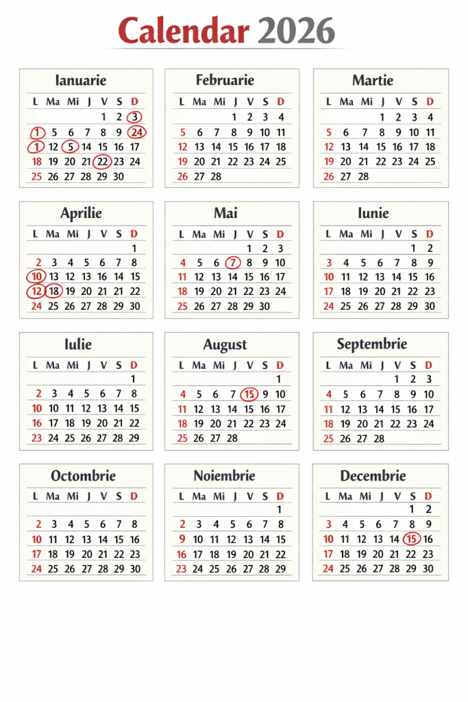 calendar zile libere 2026